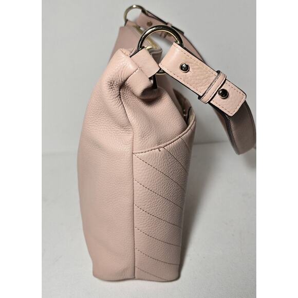 Karl Lagerfeld Paris Leather Hobo Shoulder Bag GiGi Soft Quilted Blush Pink - Picture 7 of 16